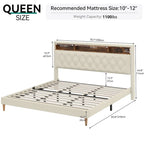 Struttura letto king imbottita con luci LED e contenitore sotto il letto