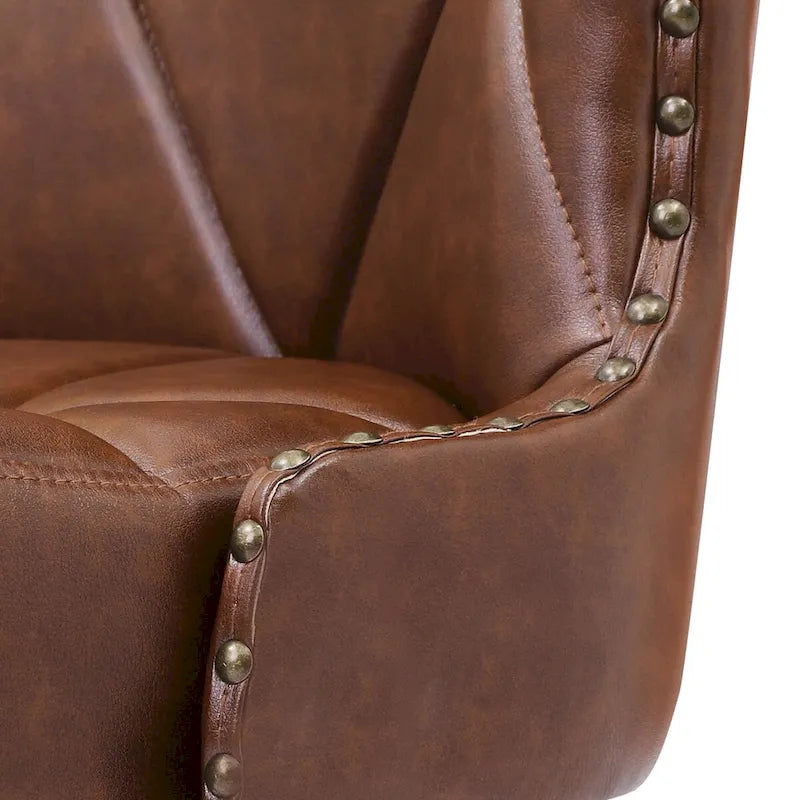 Sgabello da bar girevole moderno da 26" rivestito in similpelle e tessuto con struttura in legno