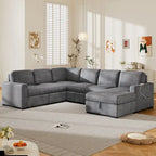 Divano angolare a 6 posti a forma di U con chaise longue contenitore e interfacce USB