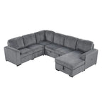 Divano angolare a 6 posti a forma di U con chaise longue contenitore e interfacce USB
