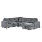 Divano angolare a 6 posti a forma di U con chaise longue contenitore e interfacce USB