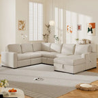 Divano angolare a 6 posti a forma di U con chaise longue contenitore e interfacce USB
