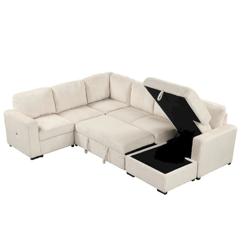 Divano angolare a 6 posti a forma di U con chaise longue contenitore e interfacce USB