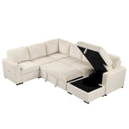 Divano angolare a 6 posti a forma di U con chaise longue contenitore e interfacce USB