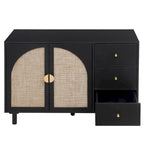 Organizzatore per dispensa in legno con 2 ante e 3 cassetti con ripiani regolabili, mobile contenitore per soggiorno e cucina