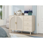 Organizzatore per dispensa in legno con 2 ante e 3 cassetti con ripiani regolabili, mobile contenitore per soggiorno e cucina