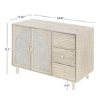 Organizzatore per dispensa in legno con 2 ante e 3 cassetti con ripiani regolabili, mobile contenitore per soggiorno e cucina