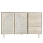 Organizzatore per dispensa in legno con 2 ante e 3 cassetti con ripiani regolabili, mobile contenitore per soggiorno e cucina
