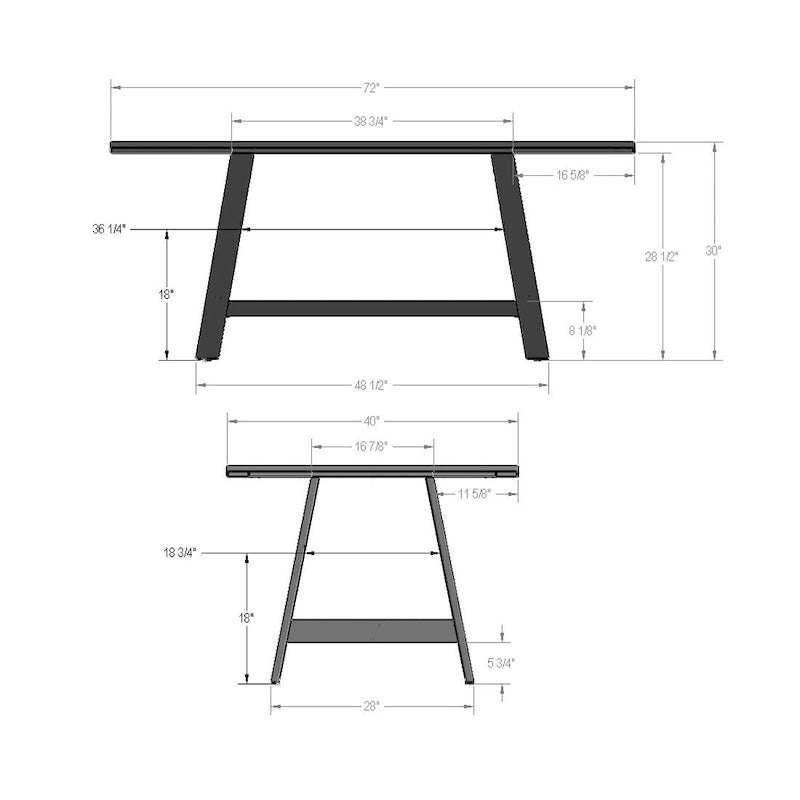 Tavolo da pranzo rettangolare in legno massello 40" x 72" per cucina e sala da pranzo