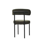 Set di 2 sedie da pranzo moderne rotonde imbottite in Boucle, schienale curvo e gambe in metallo nero verniciato a spruzzo