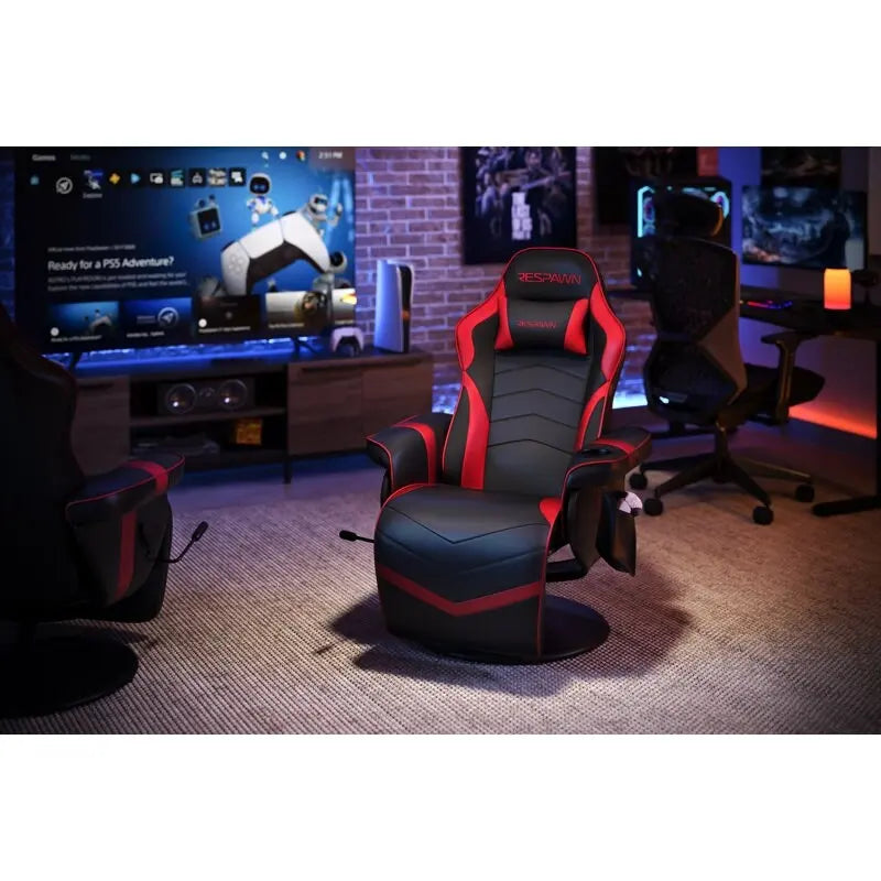 Poltrona reclinabile da gaming con poggiapiedi e supporto ergonomico per casa e ufficio