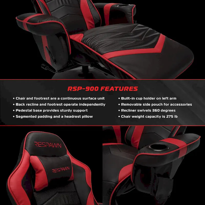Poltrona reclinabile da gaming con poggiapiedi e supporto ergonomico per casa e ufficio