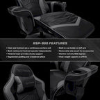 Poltrona reclinabile da gaming con poggiapiedi e supporto ergonomico per casa e ufficio