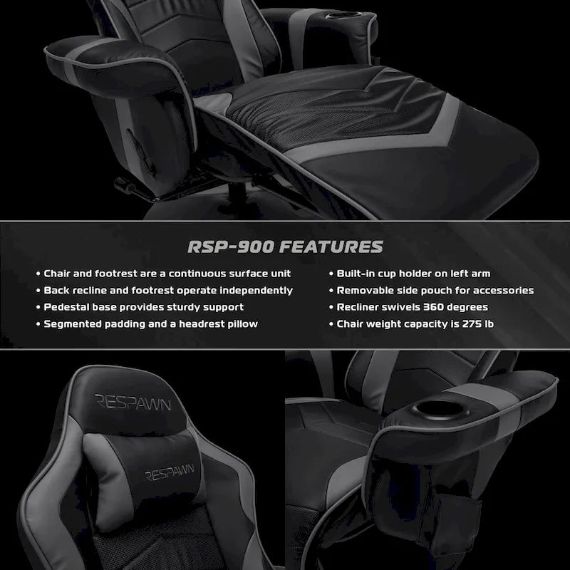 Poltrona reclinabile da gaming con poggiapiedi e supporto ergonomico per casa e ufficio