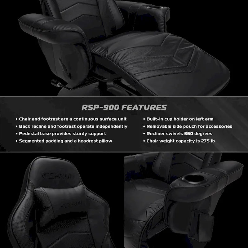 Poltrona reclinabile da gaming con poggiapiedi e supporto ergonomico per casa e ufficio