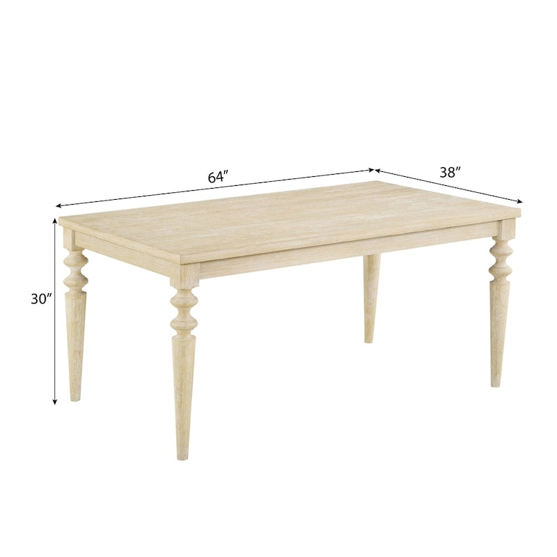 Tavolo da pranzo in legno bianco finitura Urban Style con gambe tornite
