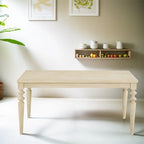 Tavolo da pranzo in legno bianco finitura Urban Style con gambe tornite