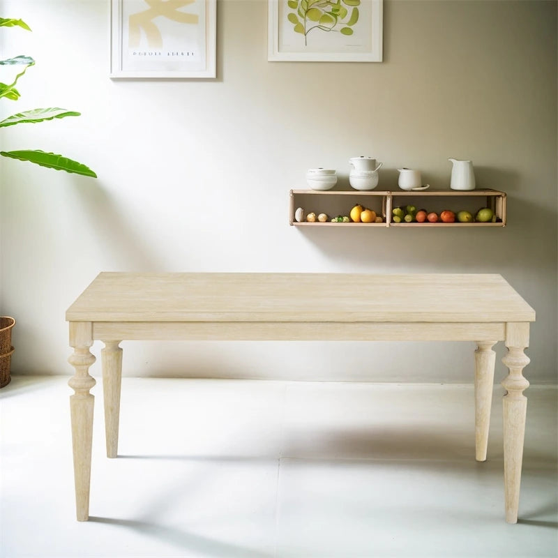Tavolo da pranzo in legno bianco finitura Urban Style con gambe tornite