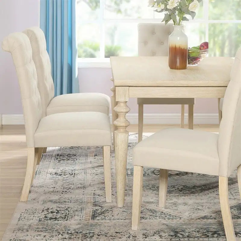 Tavolo da pranzo in legno bianco finitura Urban Style con gambe tornite
