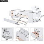 Letto a Giorno Singolo con Letto Estraibile, Braccioli Contenitore, Stazione di Ricarica, Divano Letto con Struttura in Legno, per Soggiorno, Camera da Letto, Camera degli Ospiti
