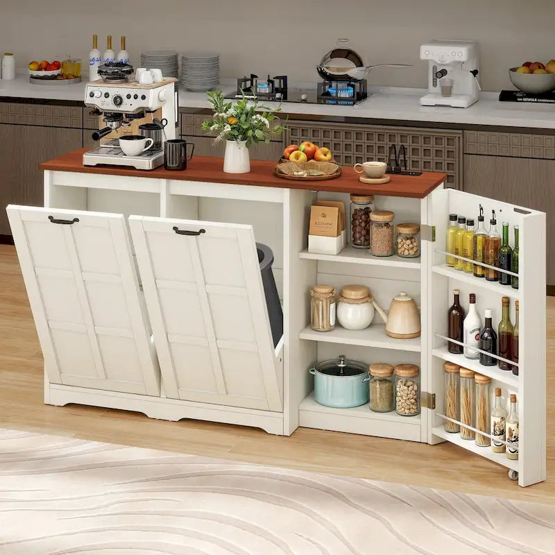 Isola per Cucina con Pattumiera a Ribalta Doppia e Contenitore