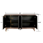 Madia Buffet Mobile Contenitore da Cucina Credenza con 4 Ante a Motivo Diamantato Convesso e 2 Ripiani Tavolino Console d'Accento
