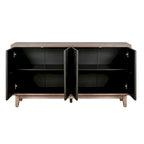 Madia Buffet Mobile Contenitore da Cucina Credenza con 4 Ante a Motivo Diamantato Convesso e 2 Ripiani Tavolino Console d'Accento