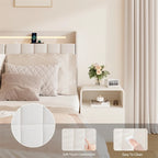 Letto Imbottito con Piattaforma Queen Size a LED con Testiera e Stazione di Ricarica