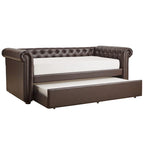 Divano letto Chesterfield in velluto trapuntato con braccioli a voluta, dettagli a bottone e gambe in legno massello
