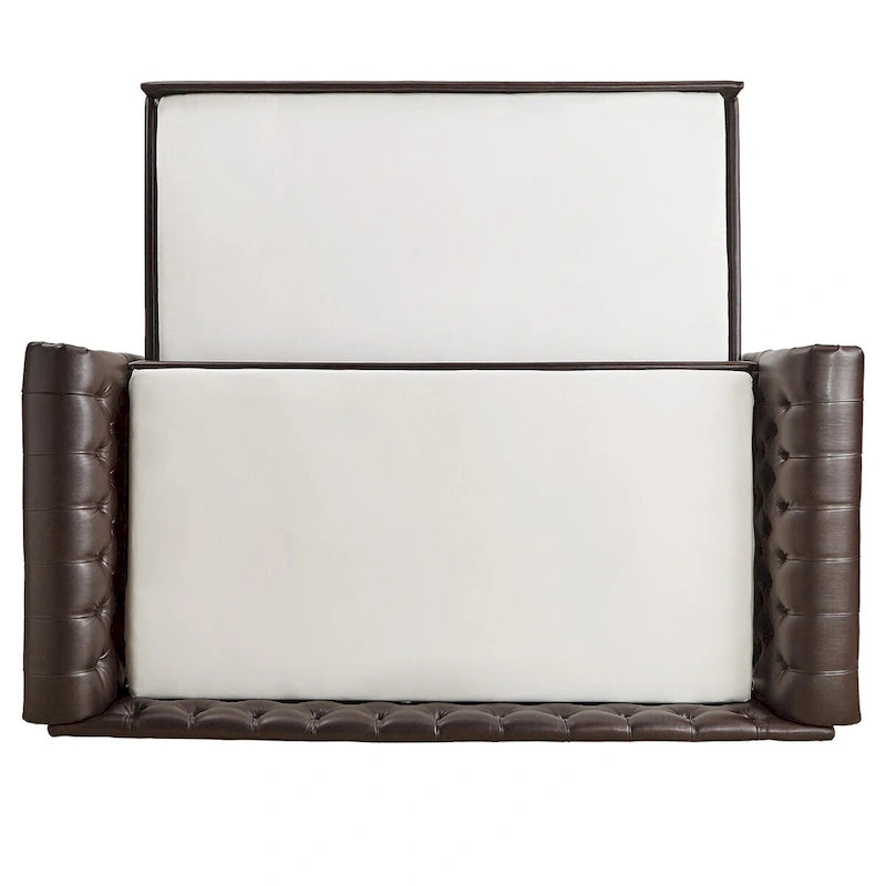 Divano letto Chesterfield in velluto trapuntato con braccioli a voluta, dettagli a bottone e gambe in legno massello