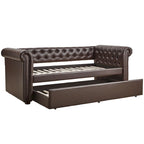 Divano letto Chesterfield in velluto trapuntato con braccioli a voluta, dettagli a bottone e gambe in legno massello